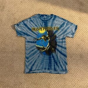 Iron Maiden Fear Of The Dark Tye Dye Blue T Shirt Blue